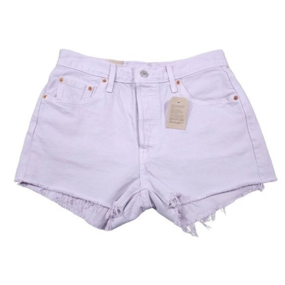 Levi's 501 High-Rise Distressed Jean Shorts in Lilac